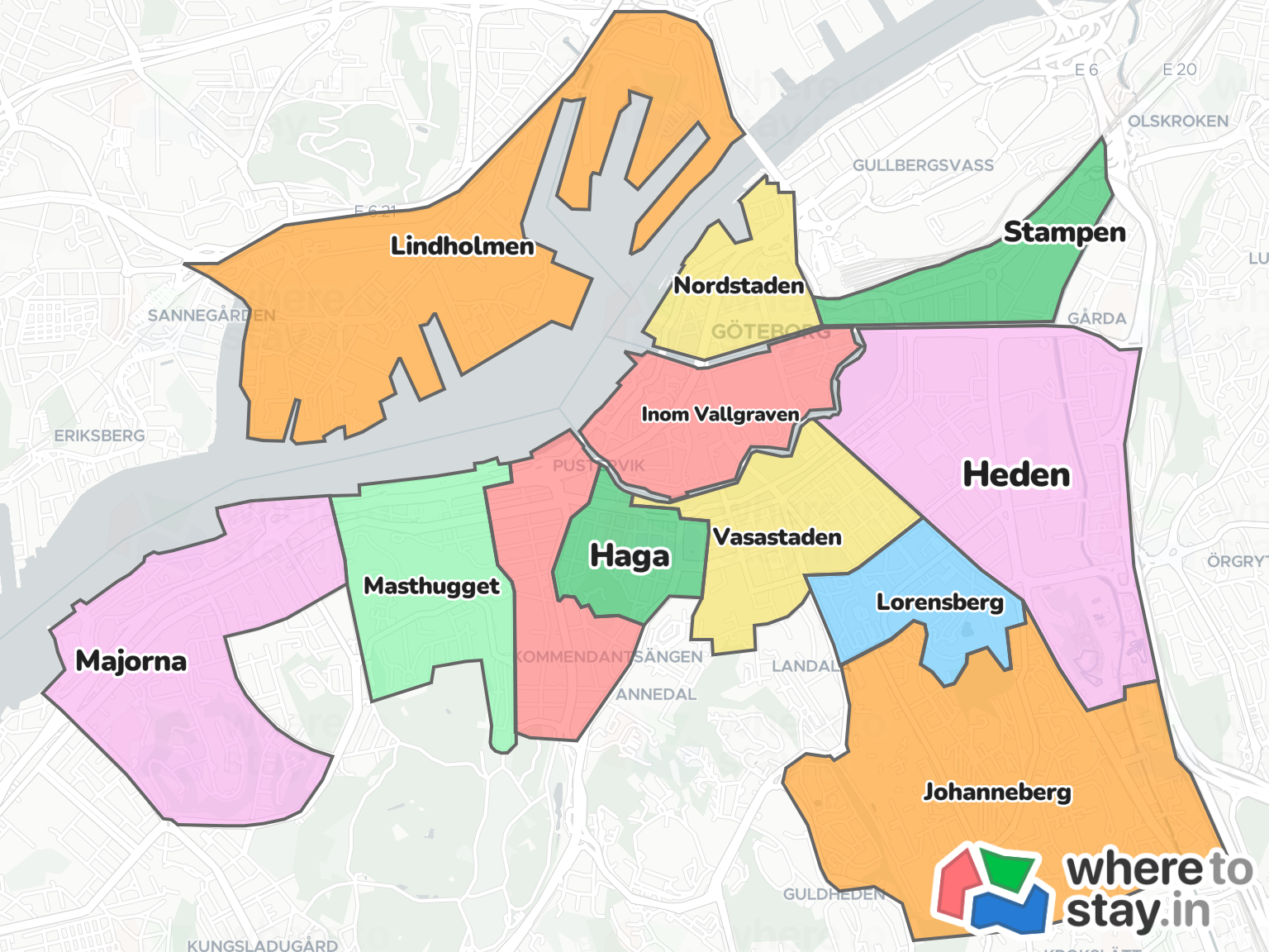 Gothenburg Neighborhood Map