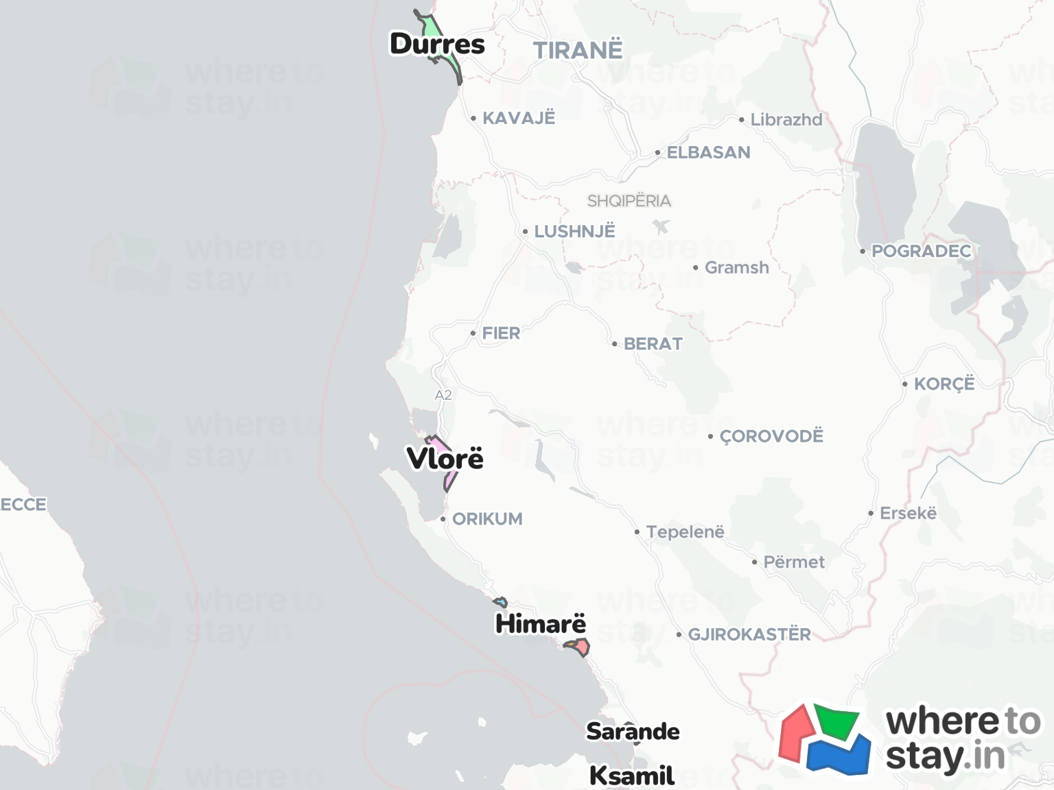 Albanian Riviera Neighborhood Map