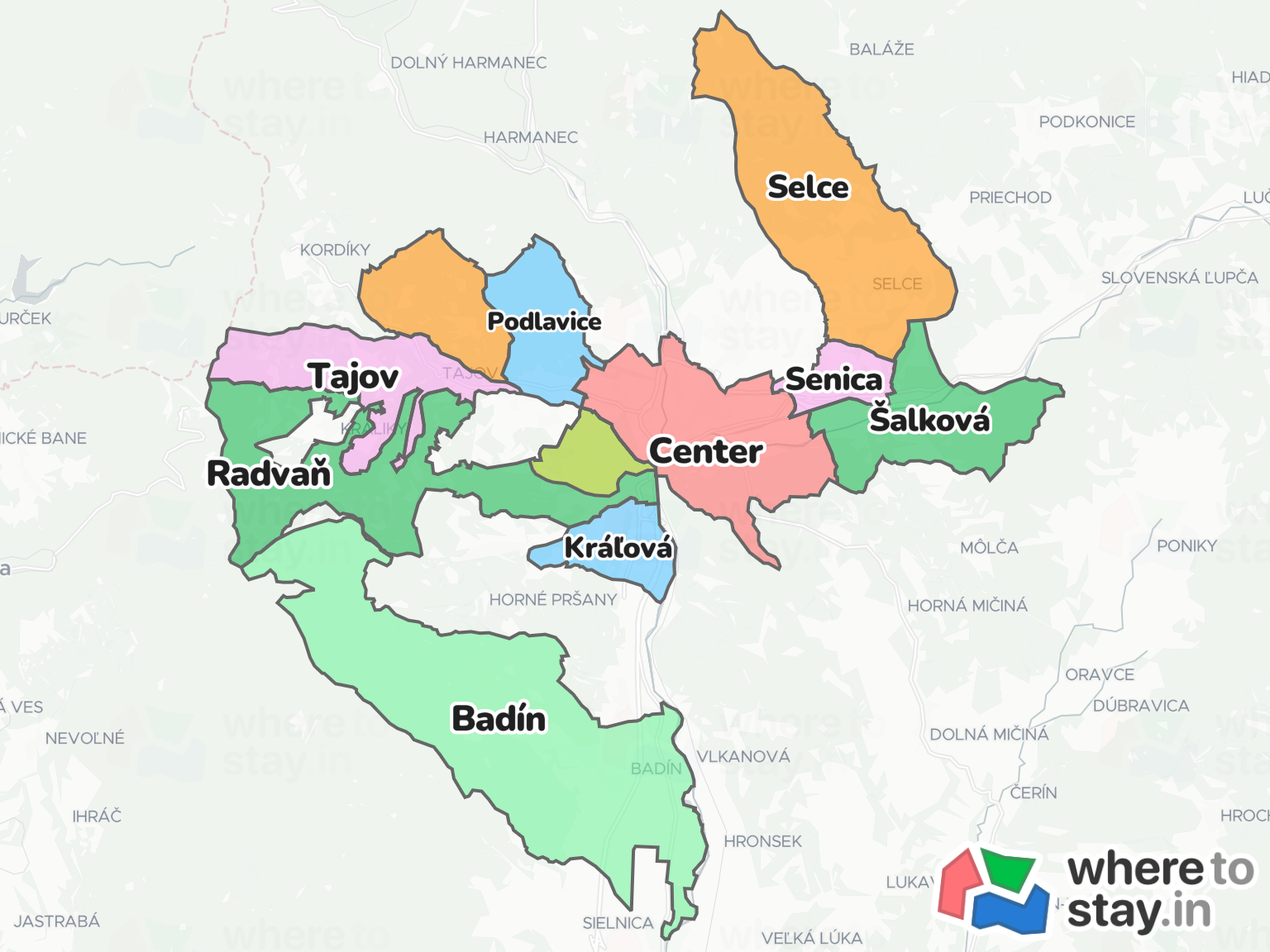 Banská Bystrica Neighborhood Map