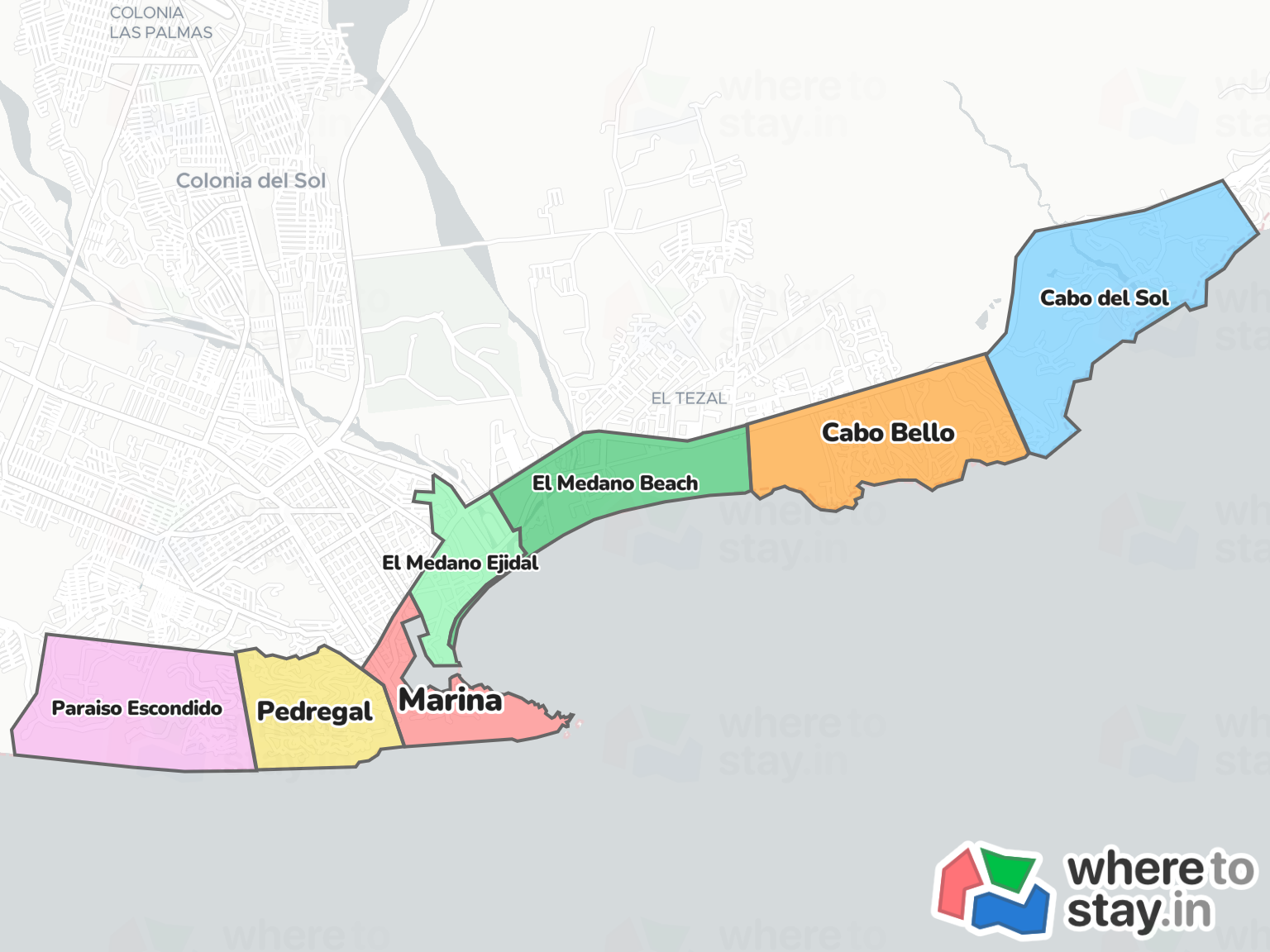 Cabo San Lucas Neighborhood Map