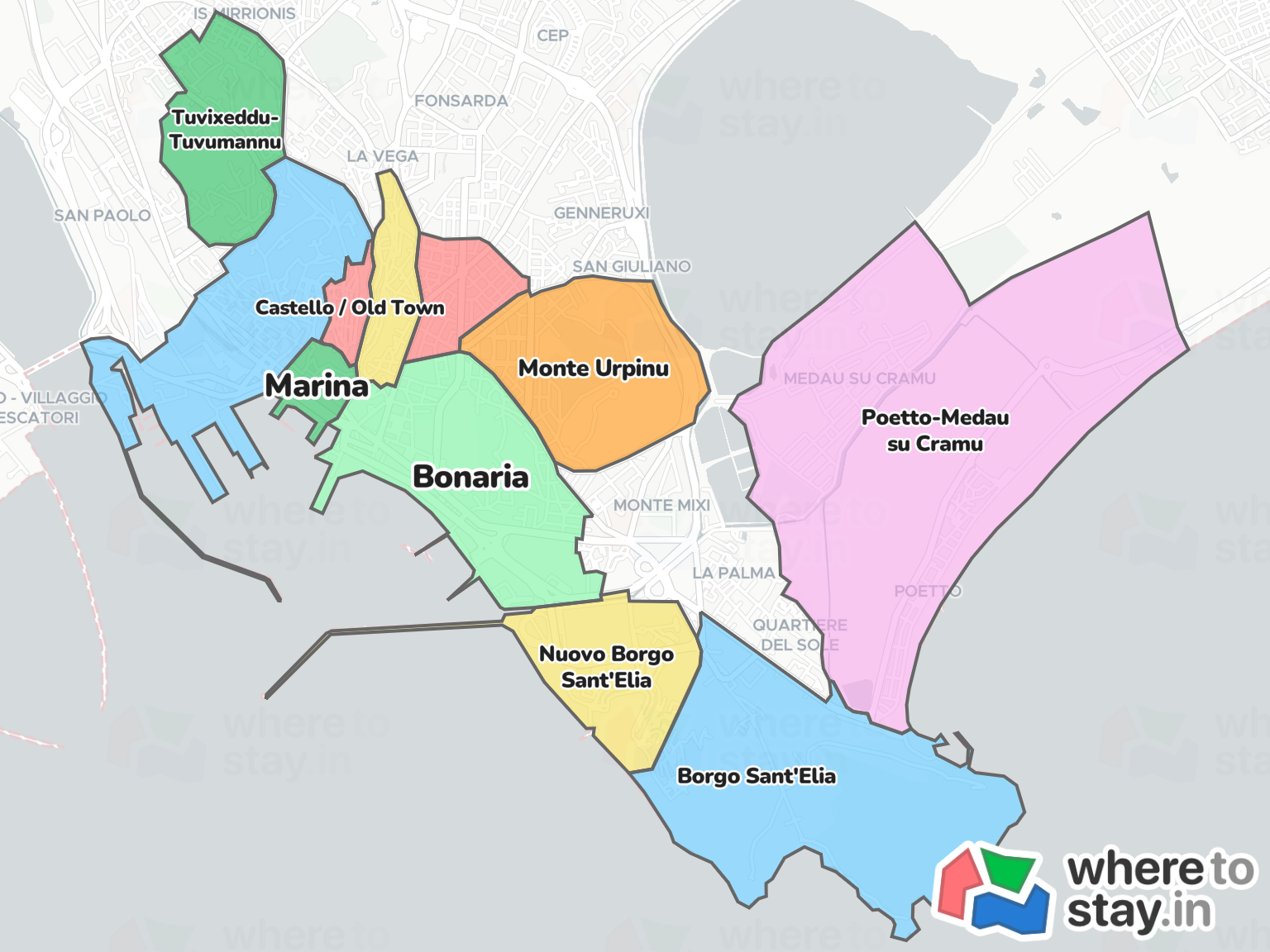 Cagliari Neighborhood Map