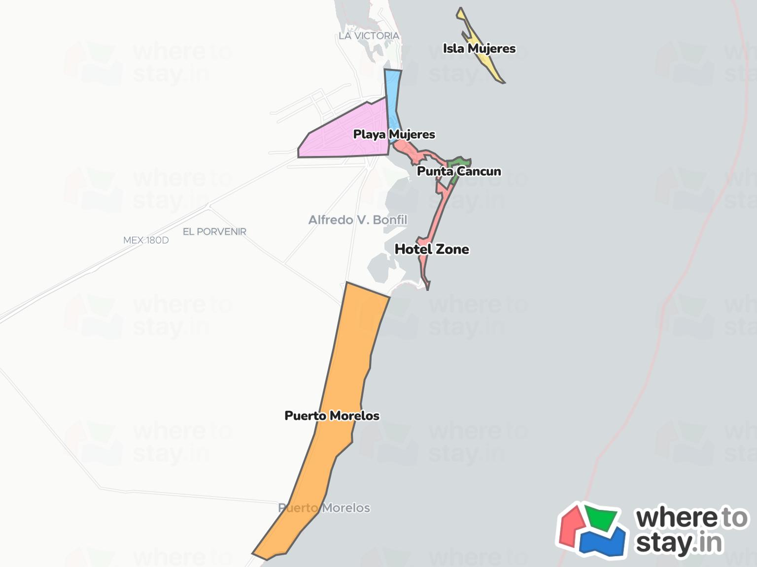 Cancún Neighborhood Map