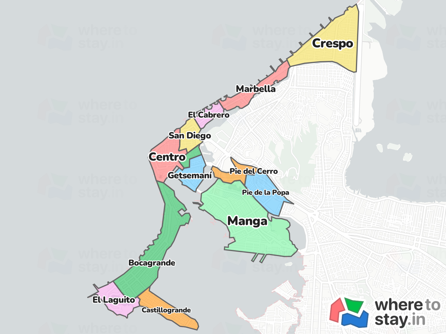 Cartagena Neighborhood Map