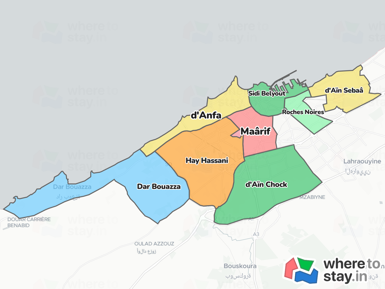 Casablanca Neighborhood Map