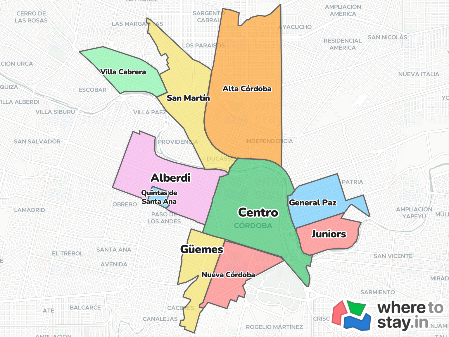 Córdoba Neighborhood Map