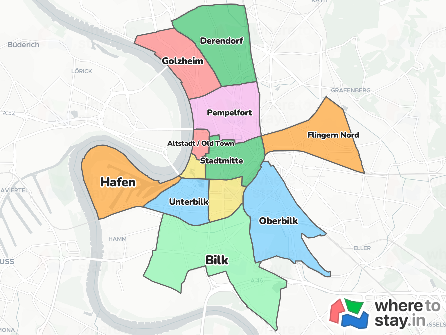Düsseldorf Neighborhood Map