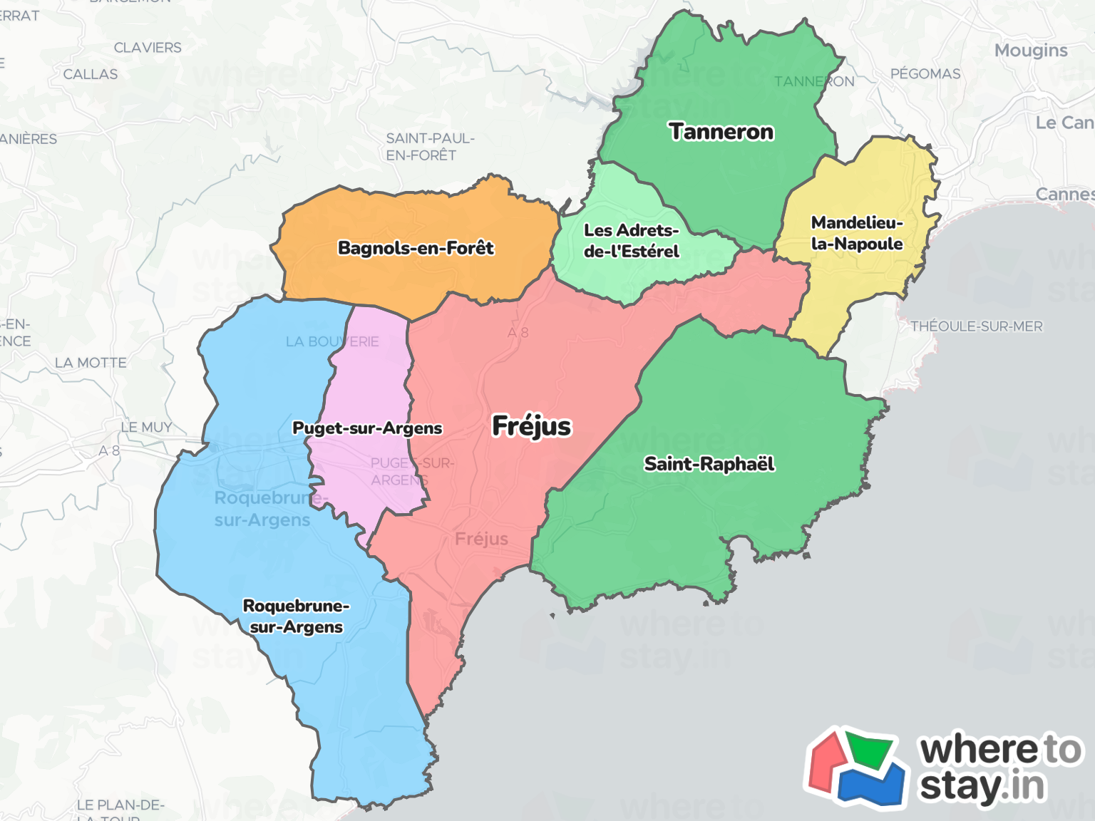 Fréjus Neighborhood Map