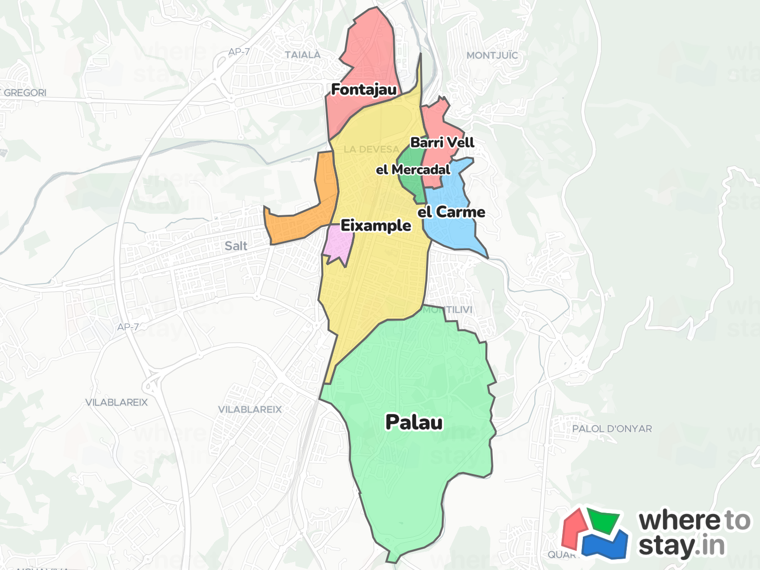 Girona Neighborhood Map