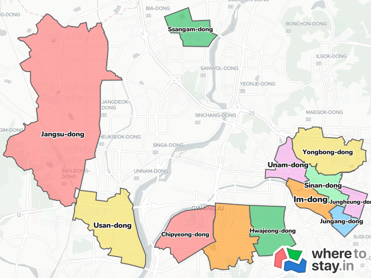 Gwangju Neighborhood Map