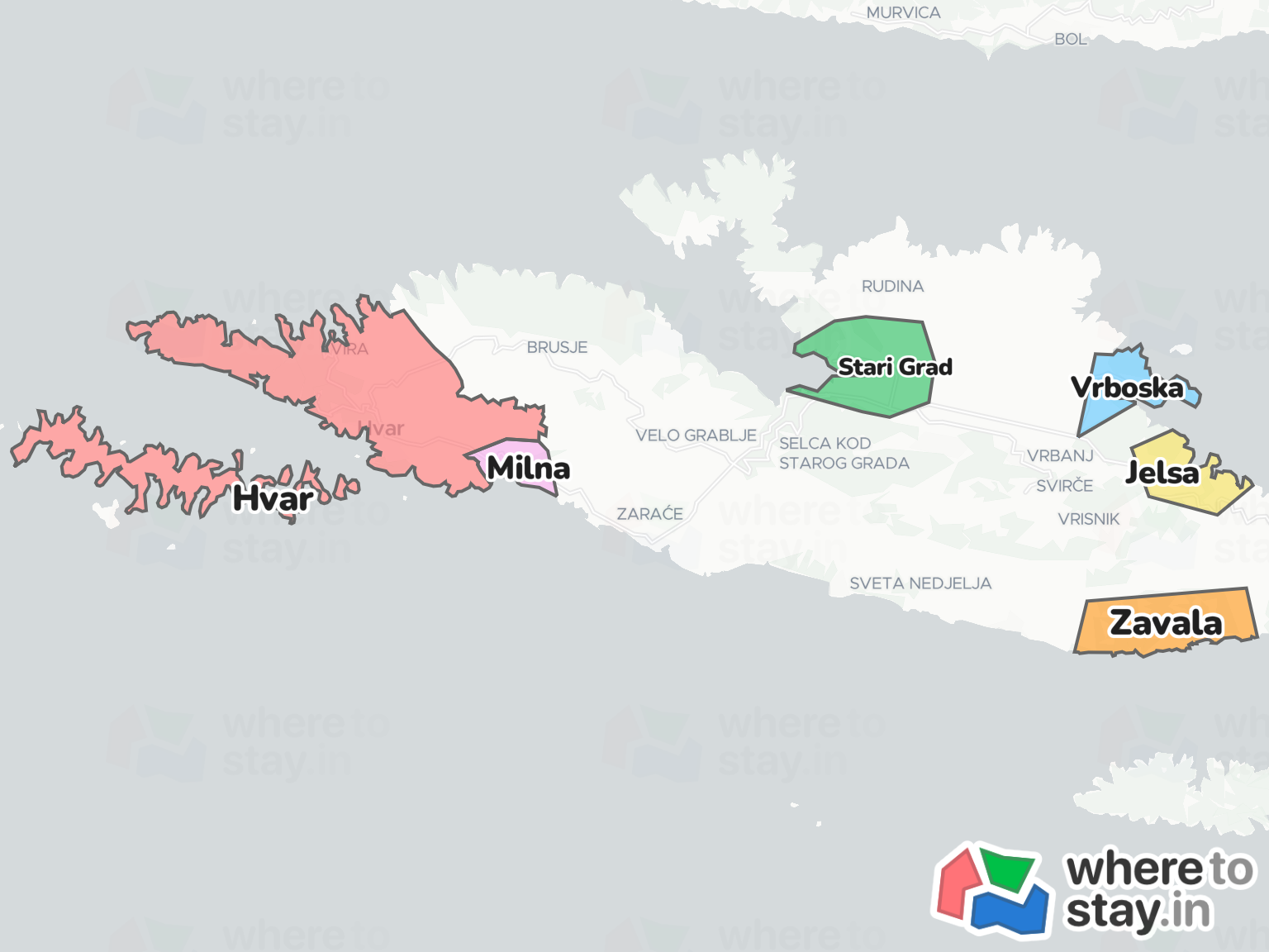 Hvar Island Neighborhood Map