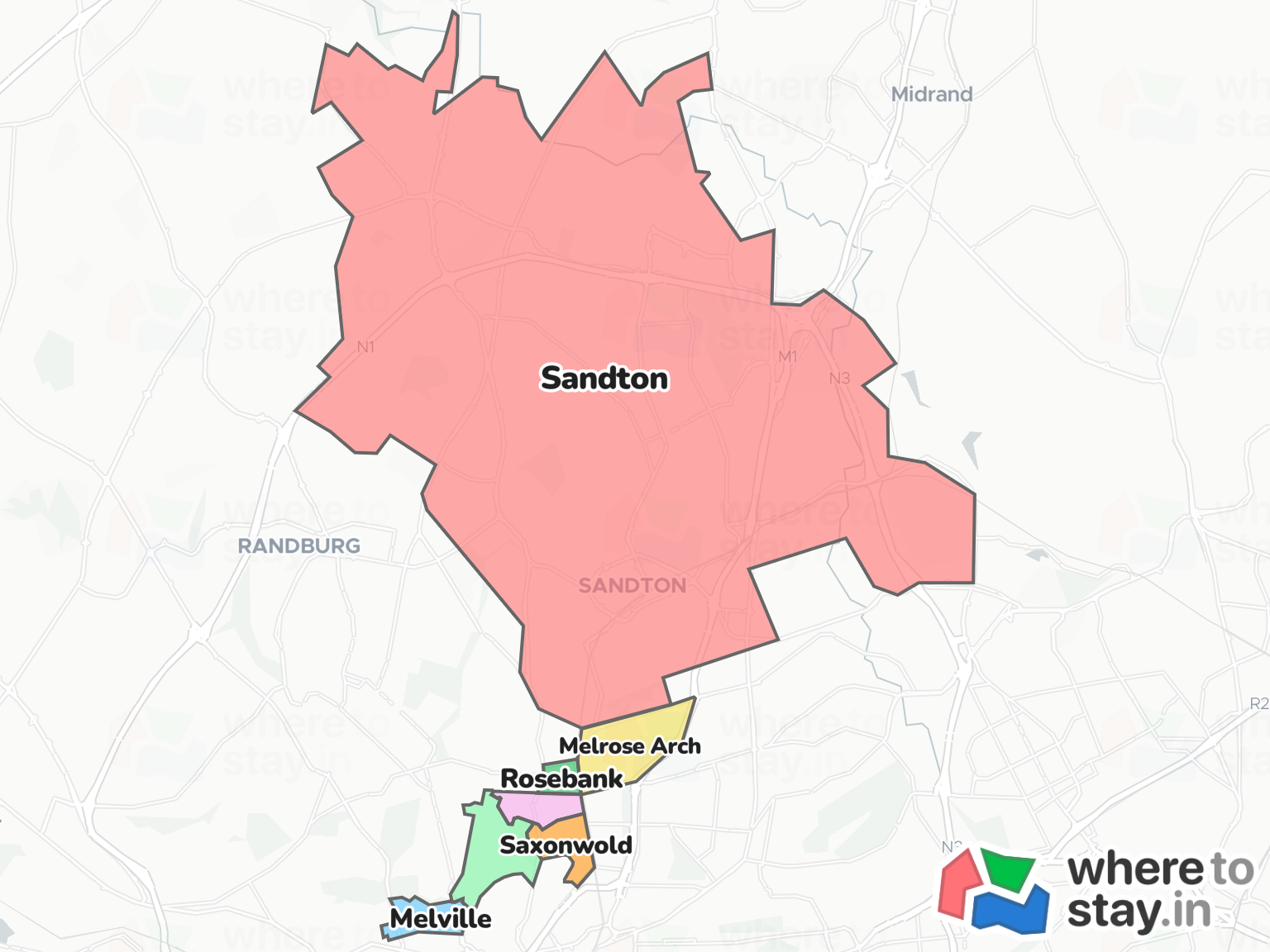 Johannesburg Neighborhood Map