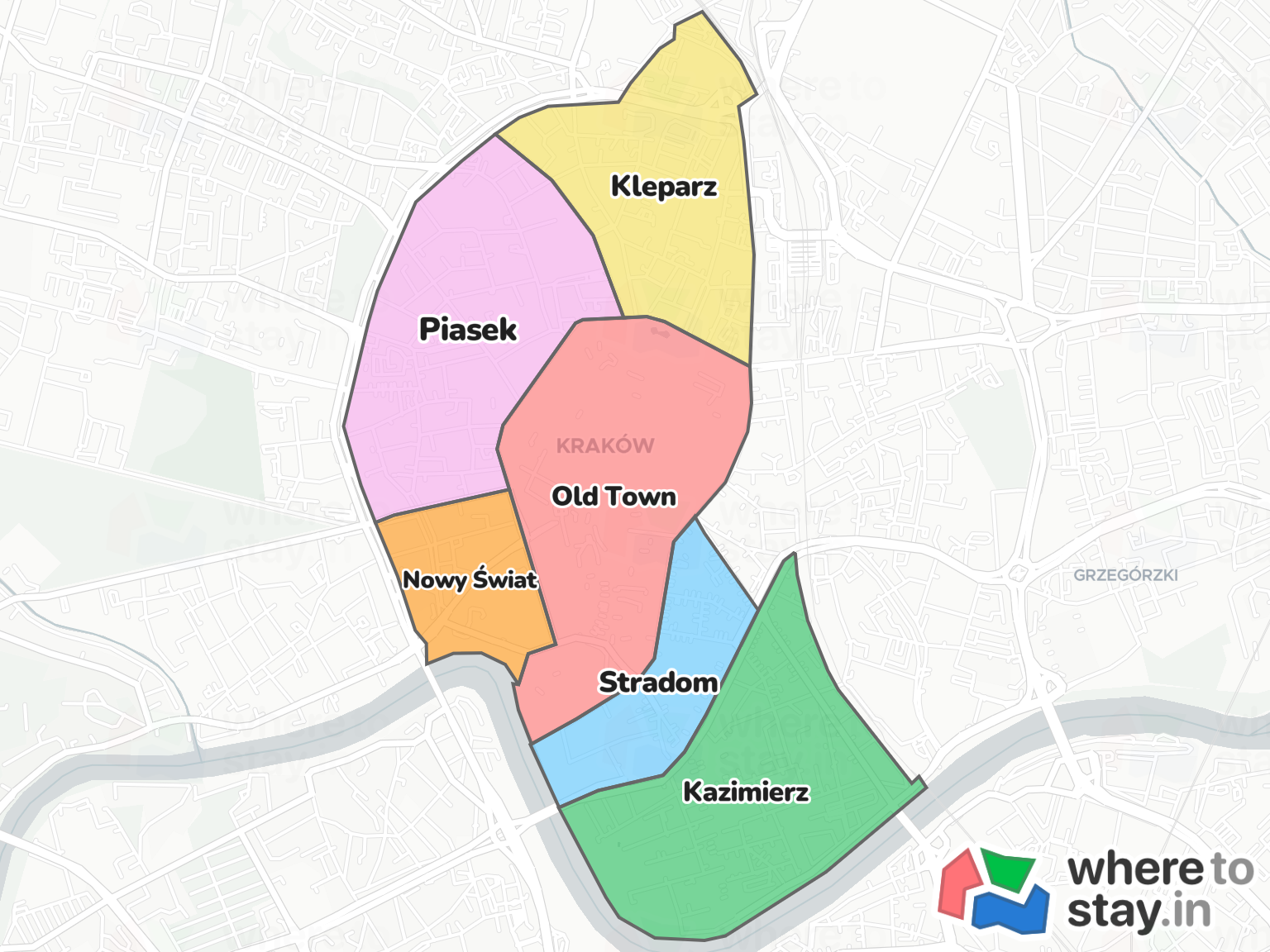 Krakow Neighborhood Map