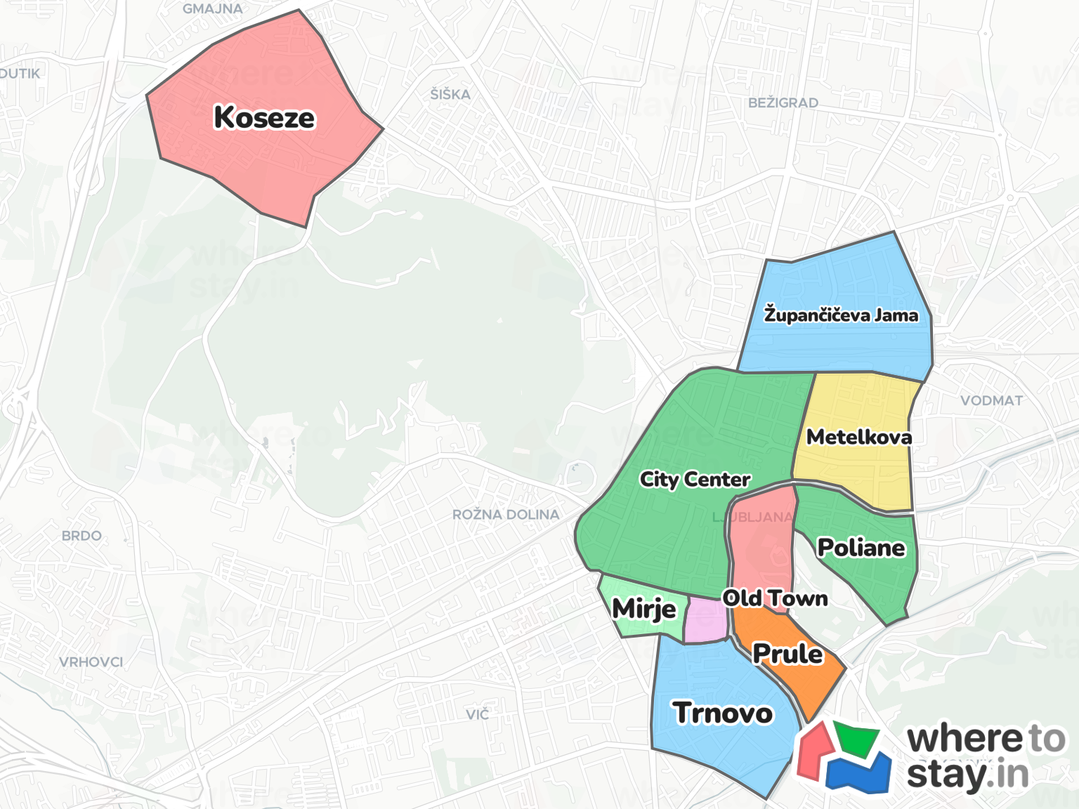 Ljubljana Neighborhood Map