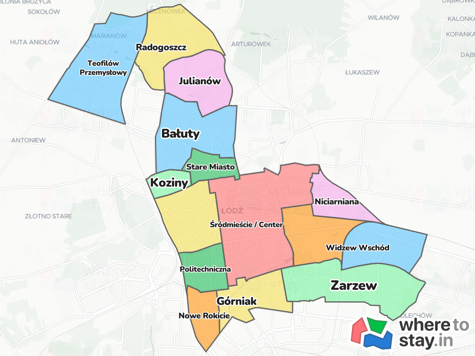 Łódź Neighborhood Map