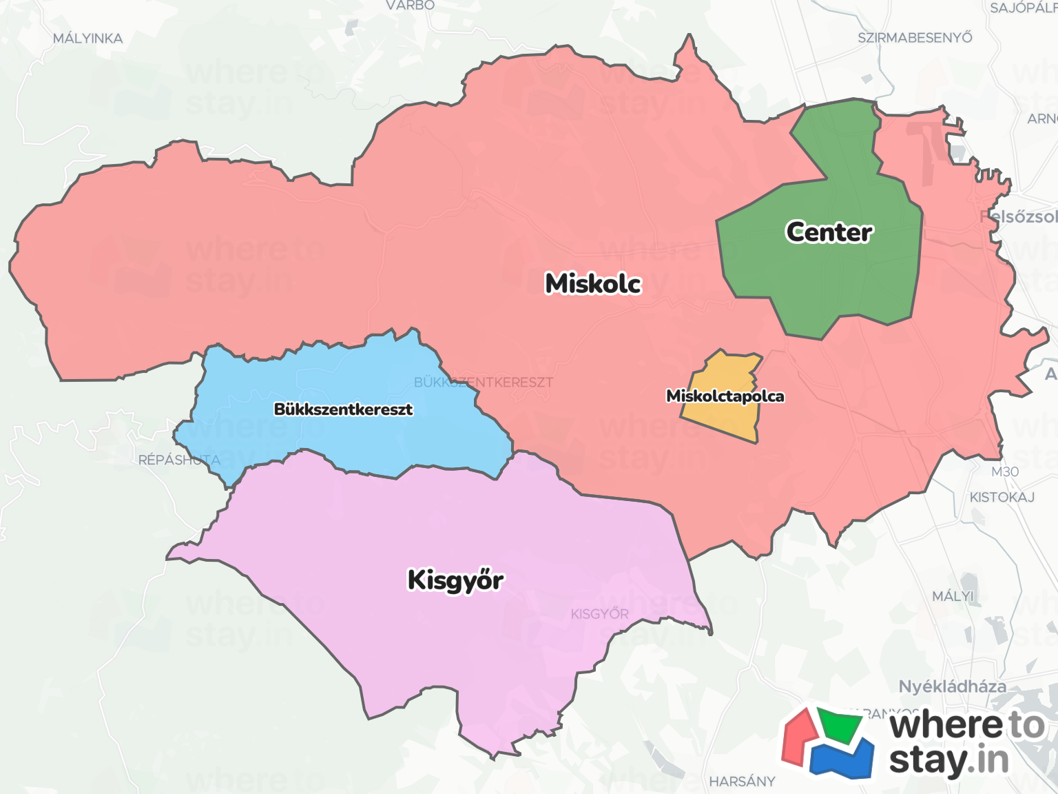 Miskolc Neighborhood Map