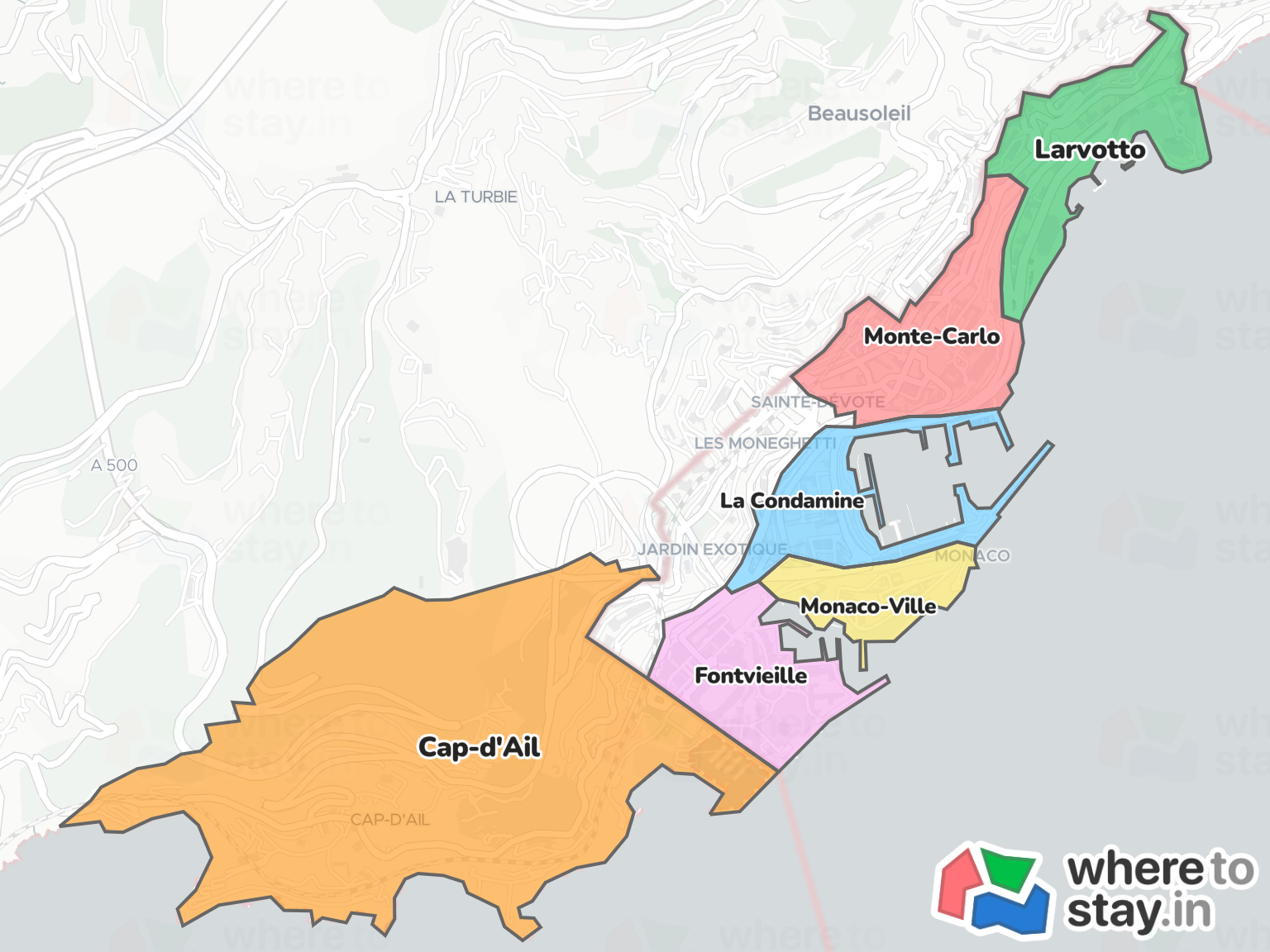 Monaco Neighborhood Map