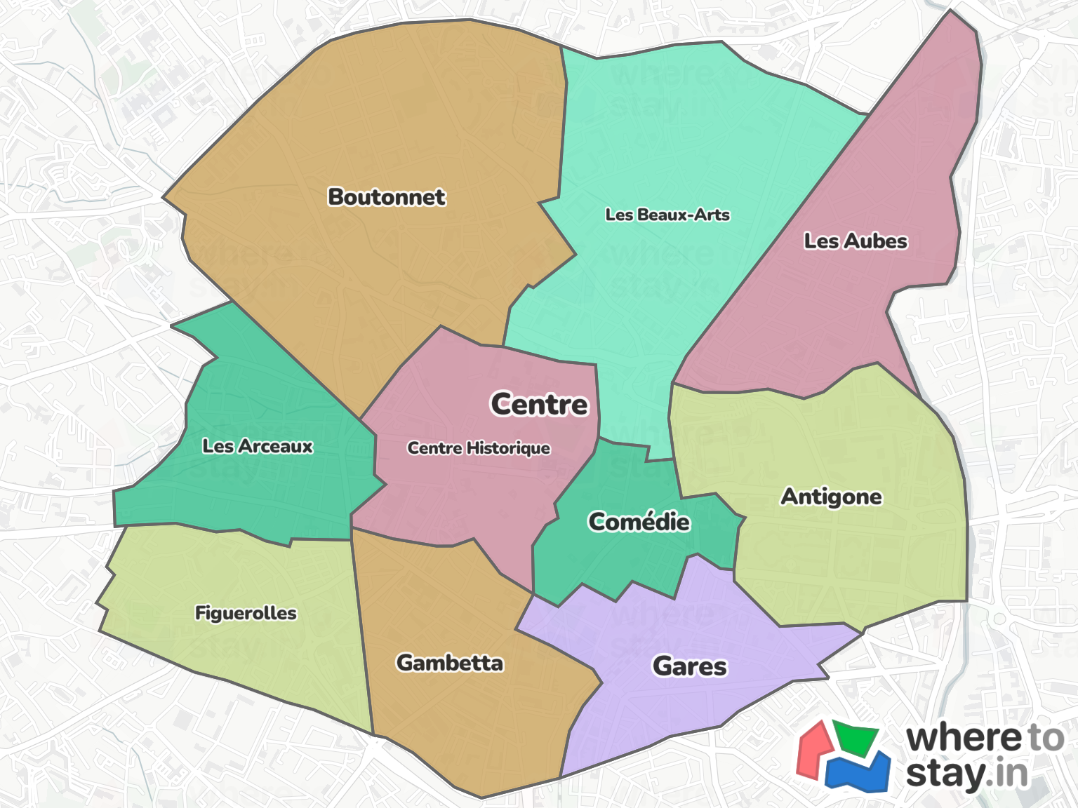 Montpellier Neighborhood Map