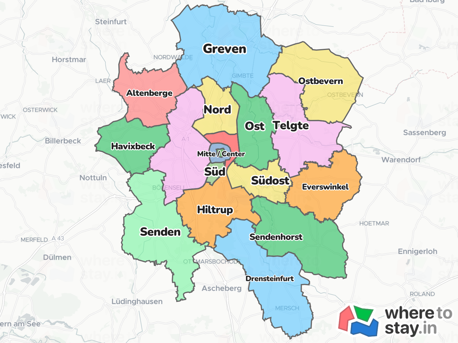 Münster Neighborhood Map