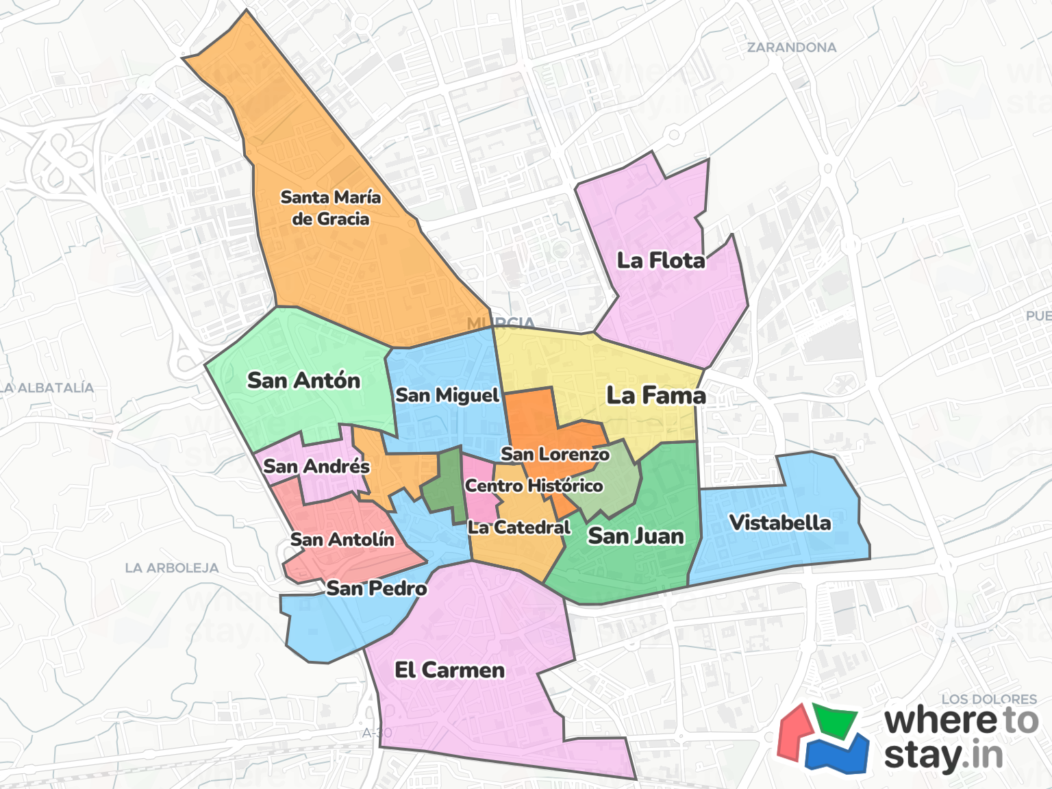 Murcia Neighborhood Map