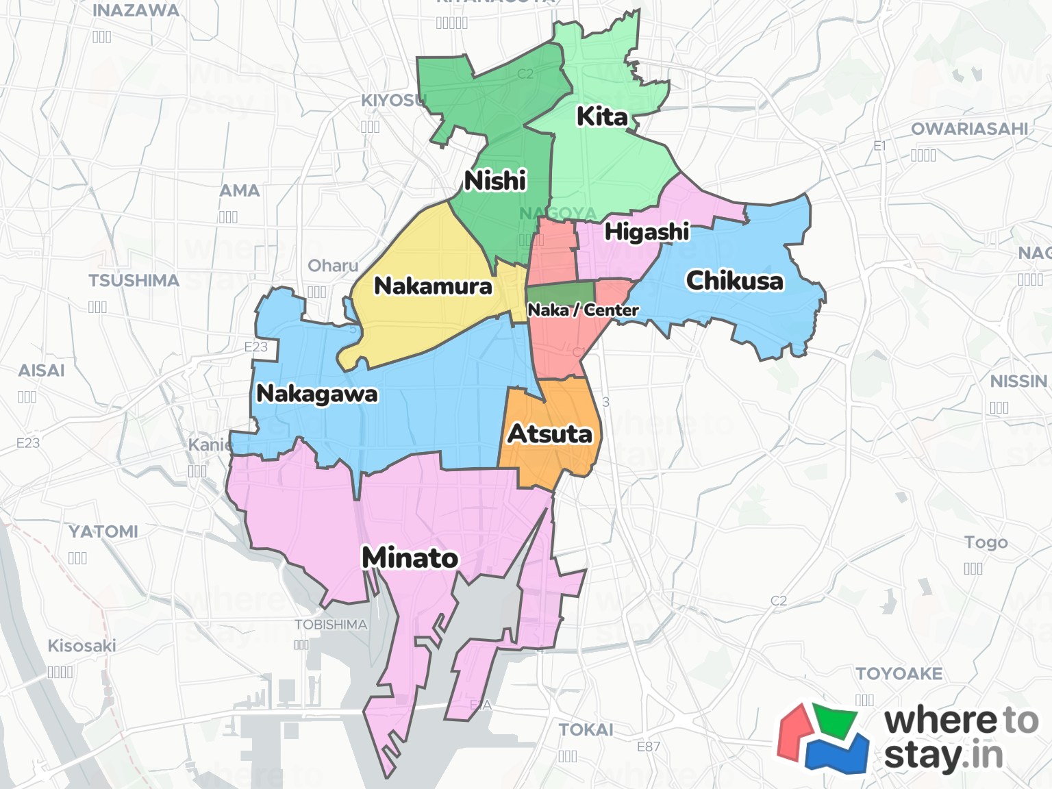 Nagoya Neighborhood Map