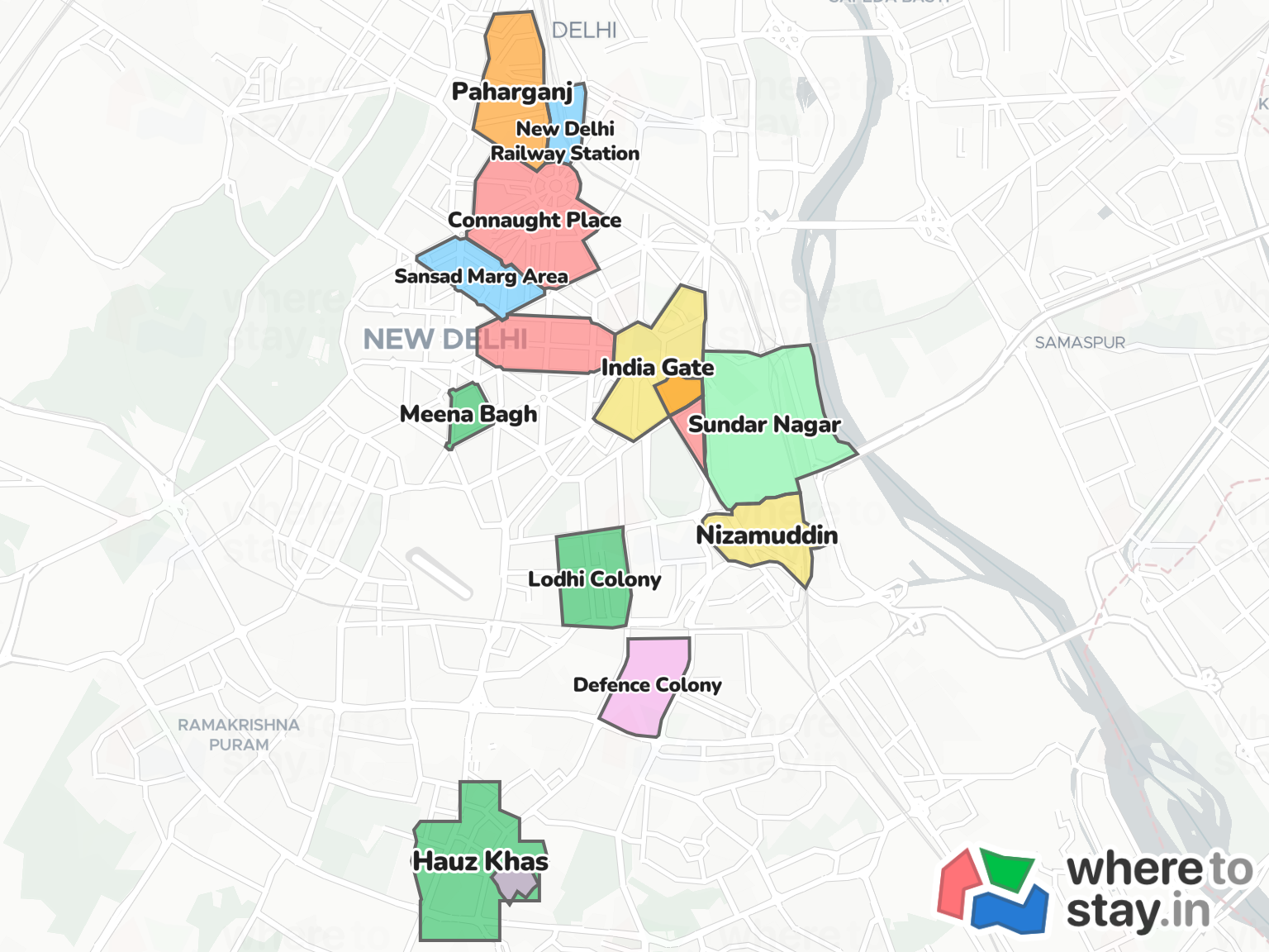 New Delhi Neighborhood Map