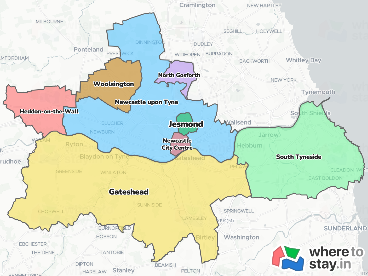 Newcastle Upon Tyne Neighborhood Map