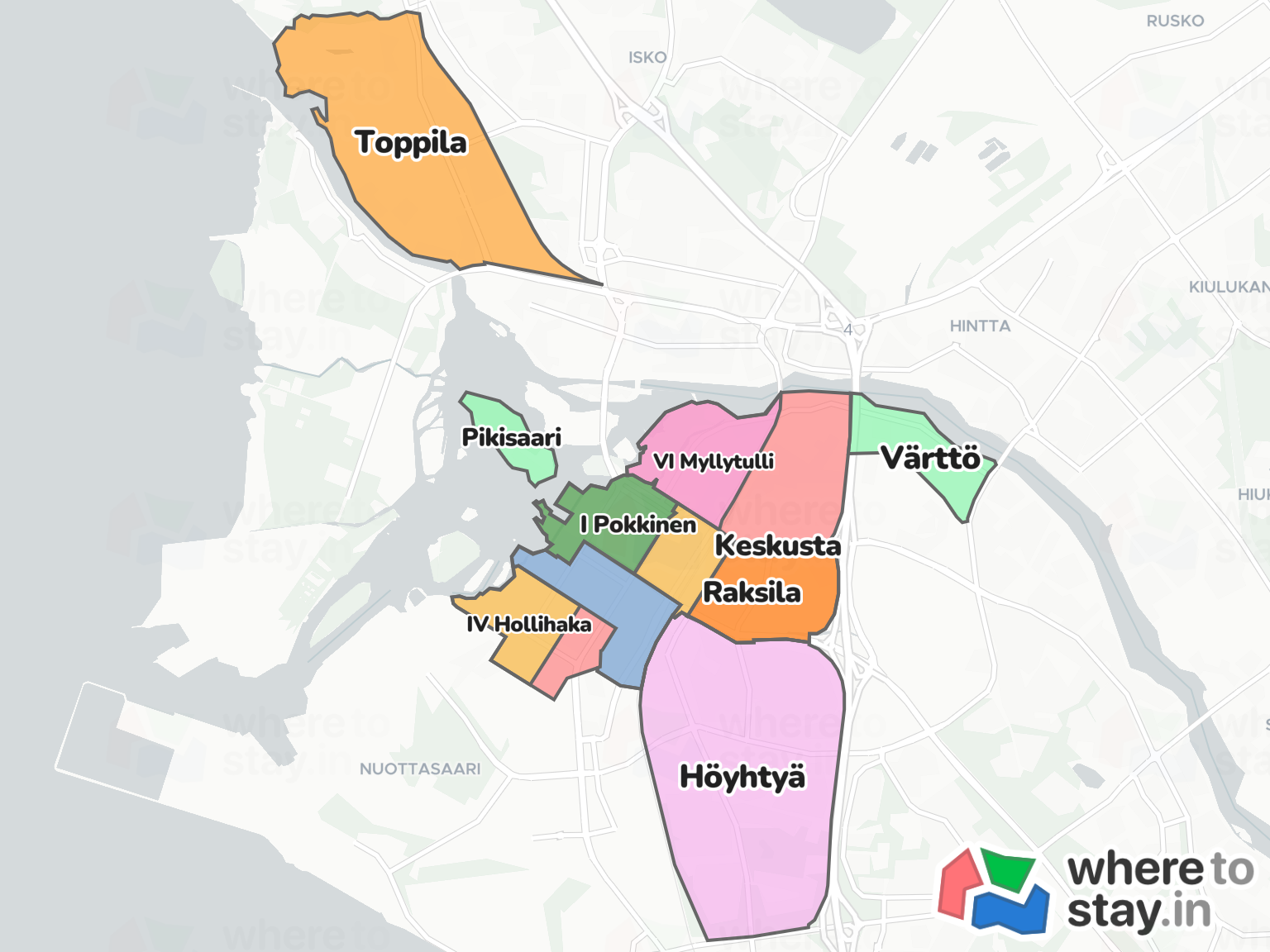 Oulu Neighborhood Map