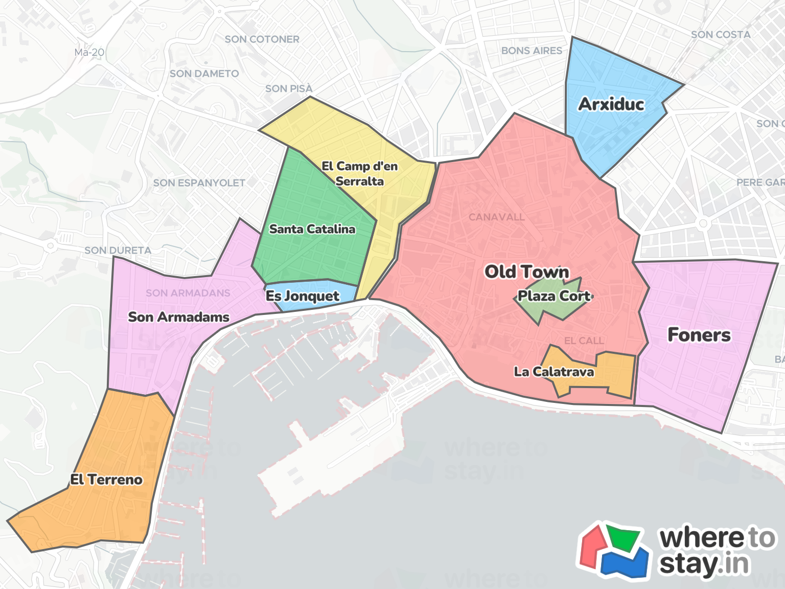 Palma de Mallorca Neighborhood Map