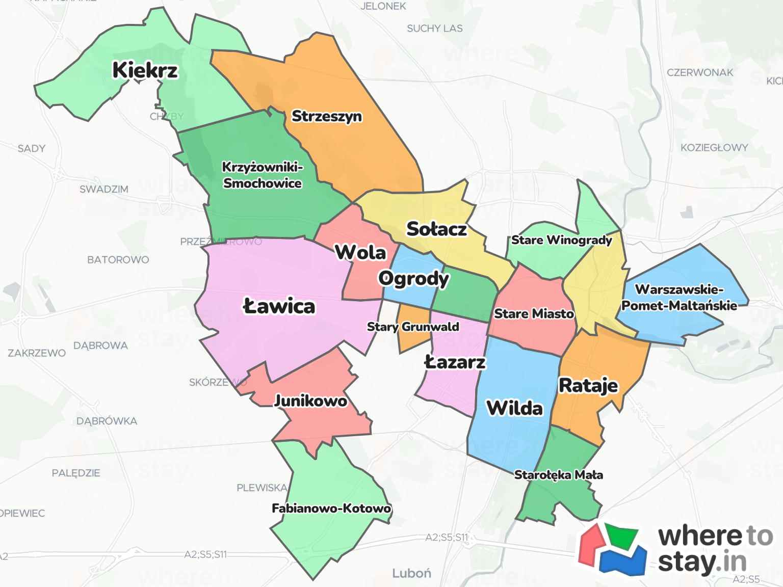 Poznań Neighborhood Map