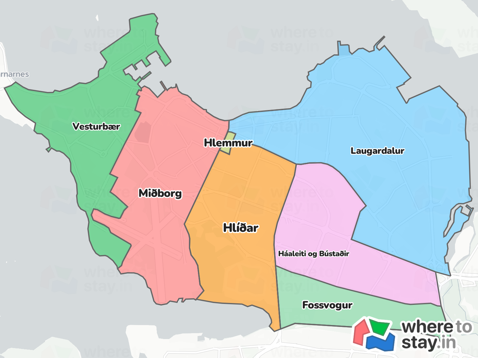 Reykjavik Neighborhood Map