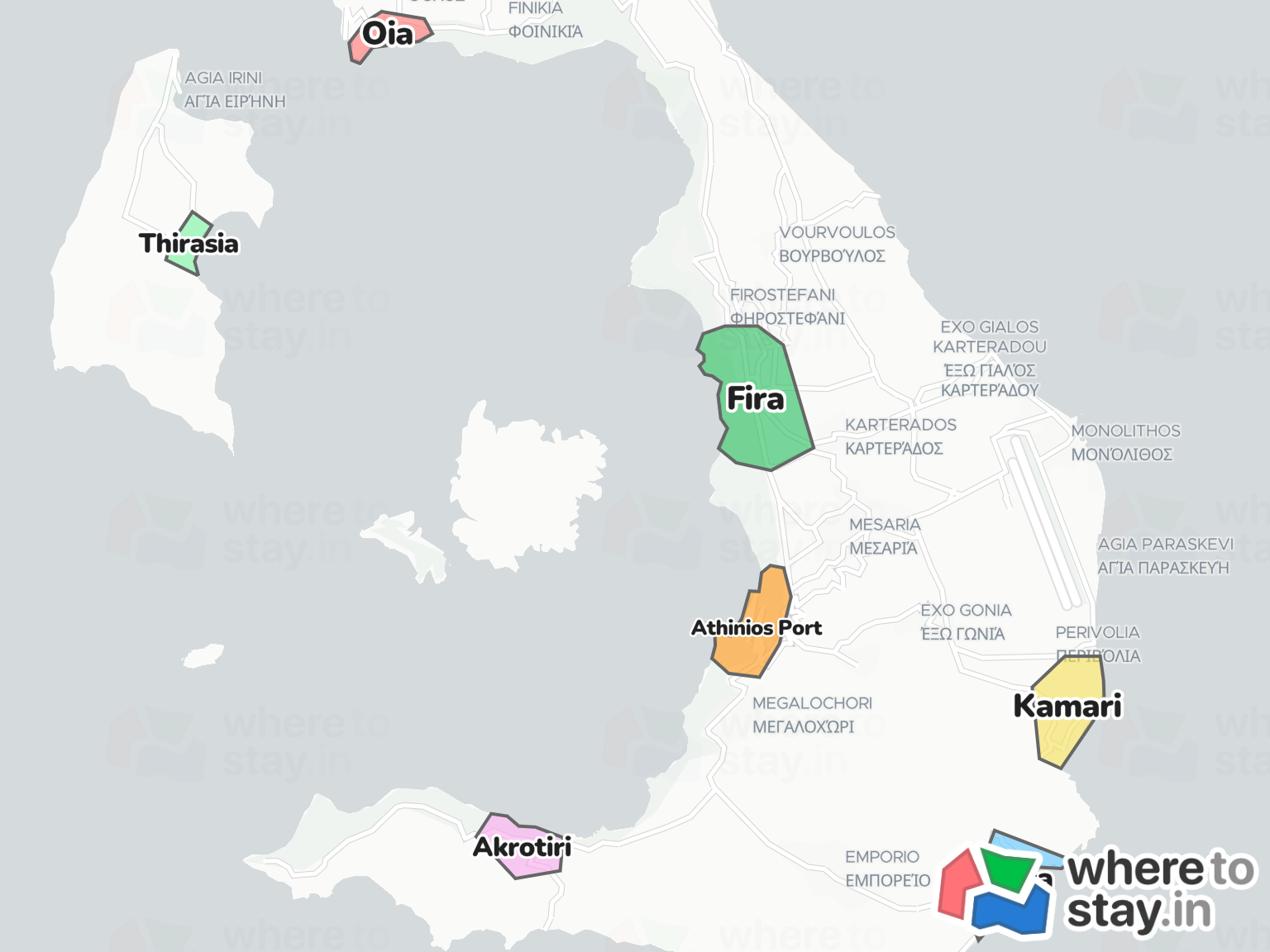 Santorini Neighborhood Map