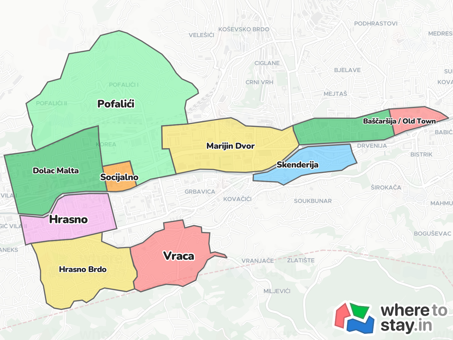 Sarajevo Neighborhood Map