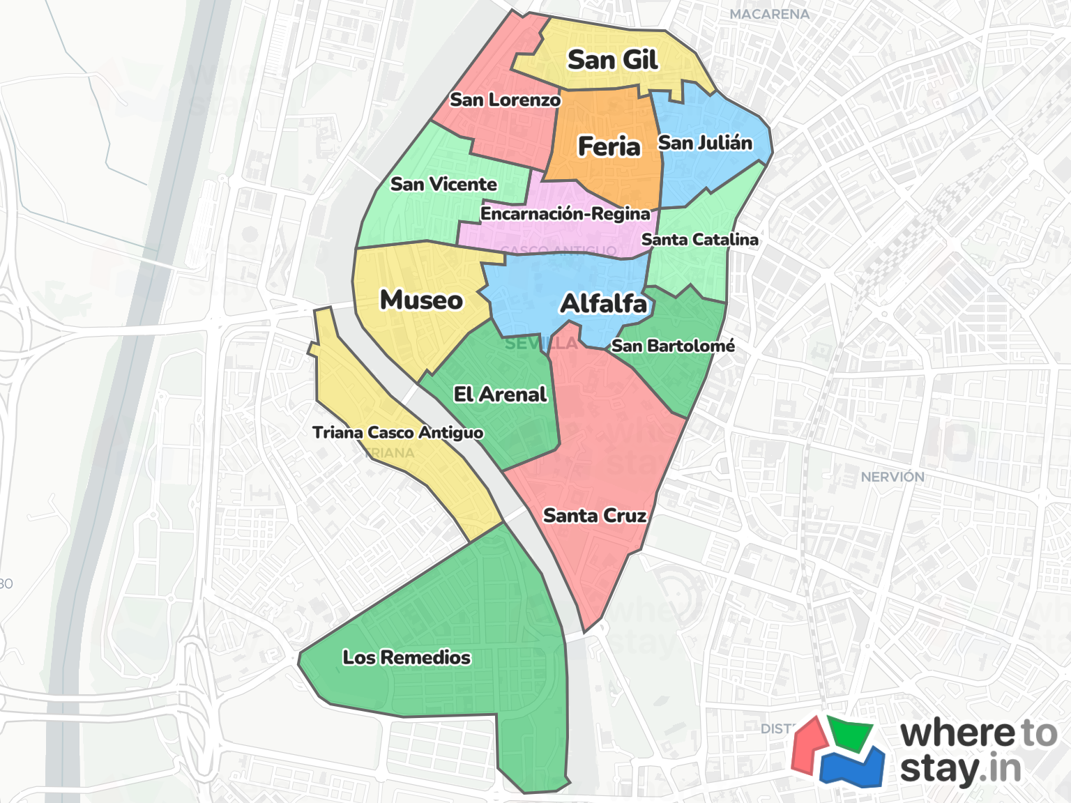 Seville Neighborhood Map