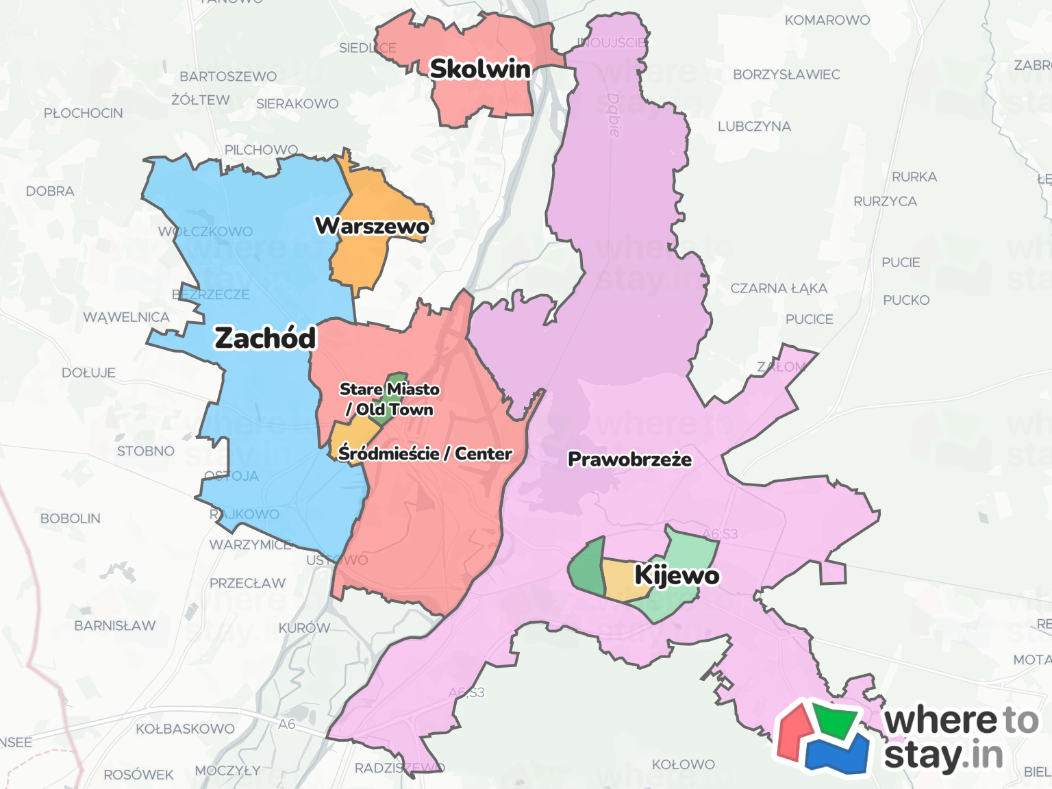 Szczecin Neighborhood Map