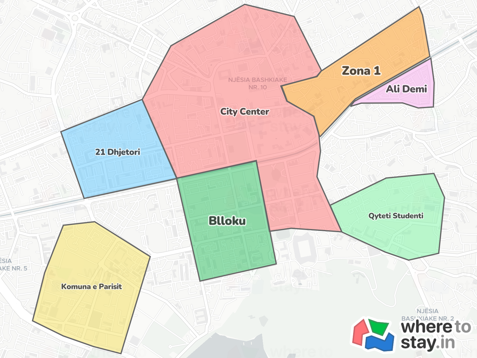 Tirana Neighborhood Map