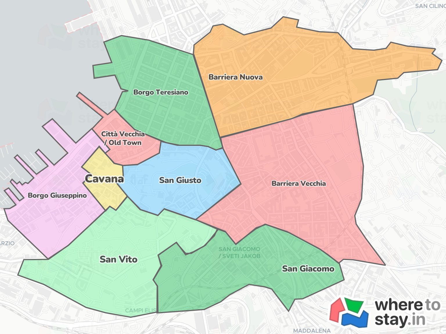 Trieste Neighborhood Map