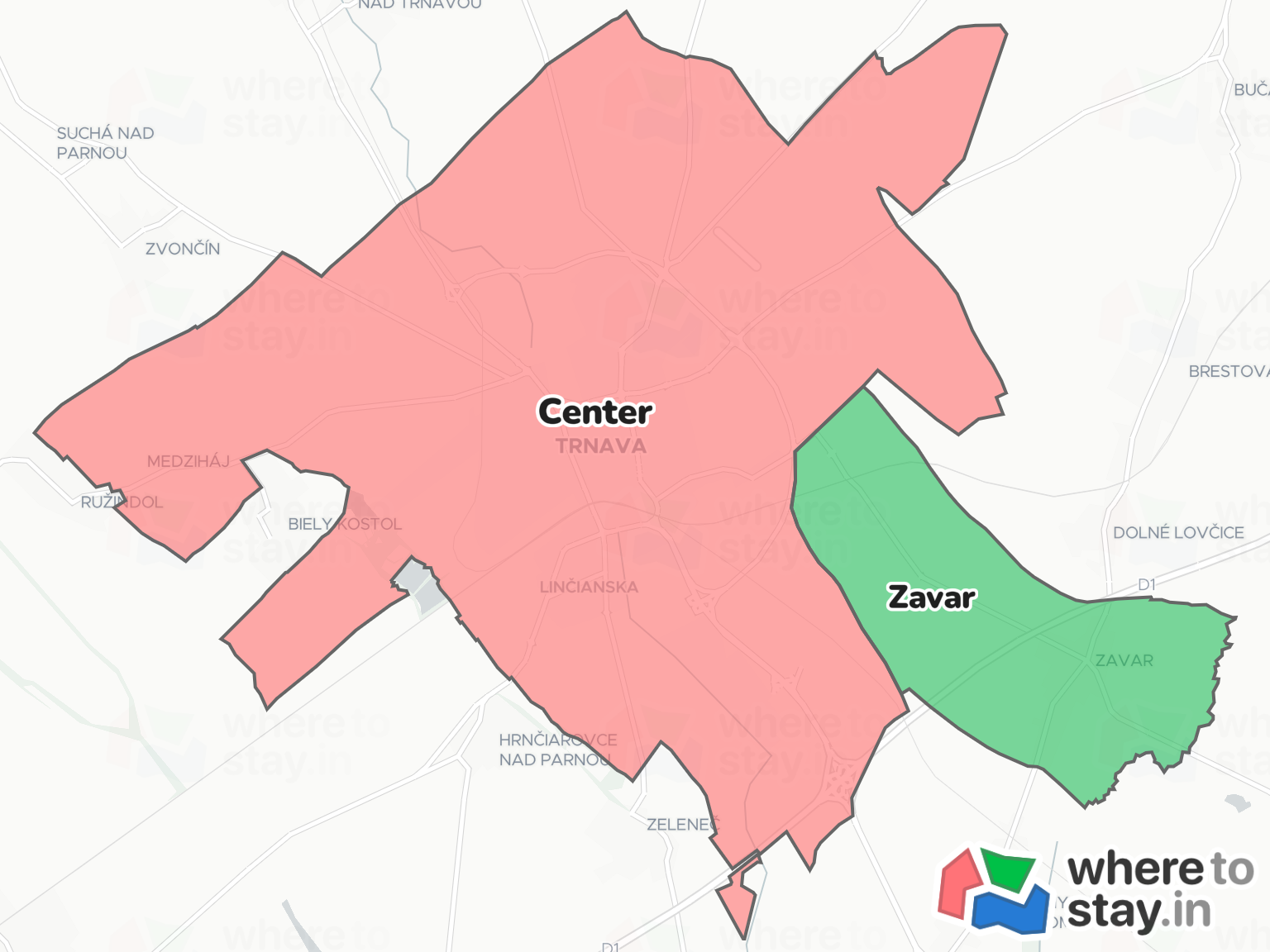 Trnava Neighborhood Map