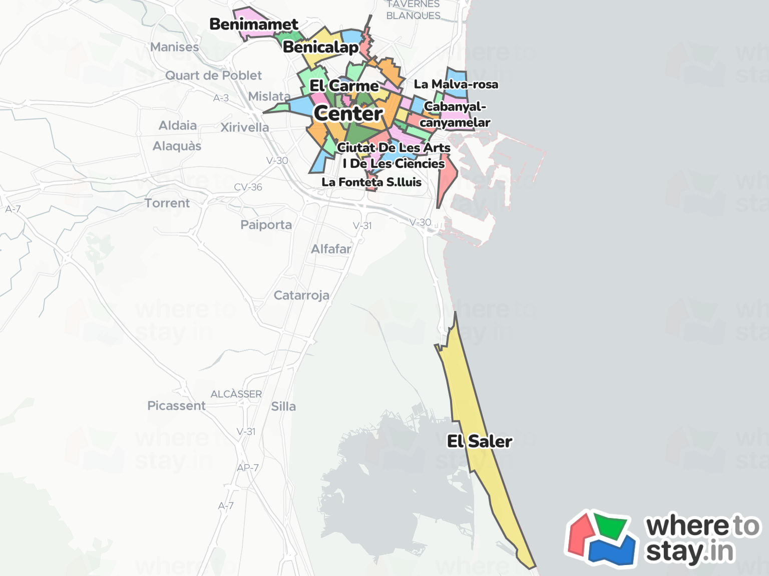 Valencia Neighborhood Map