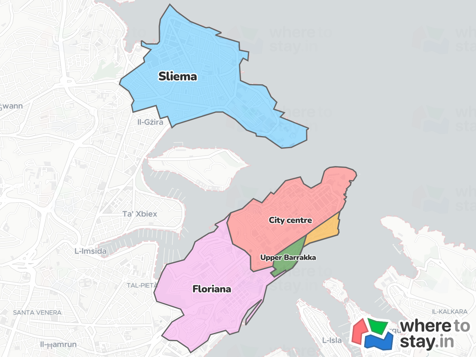 Valletta Neighborhood Map
