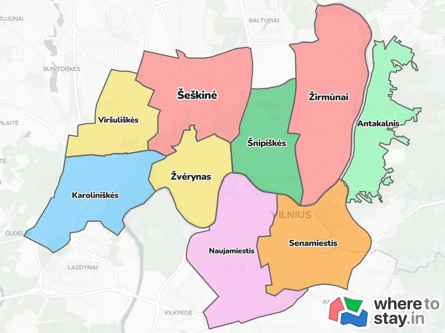 Vilnius Neighborhood Map