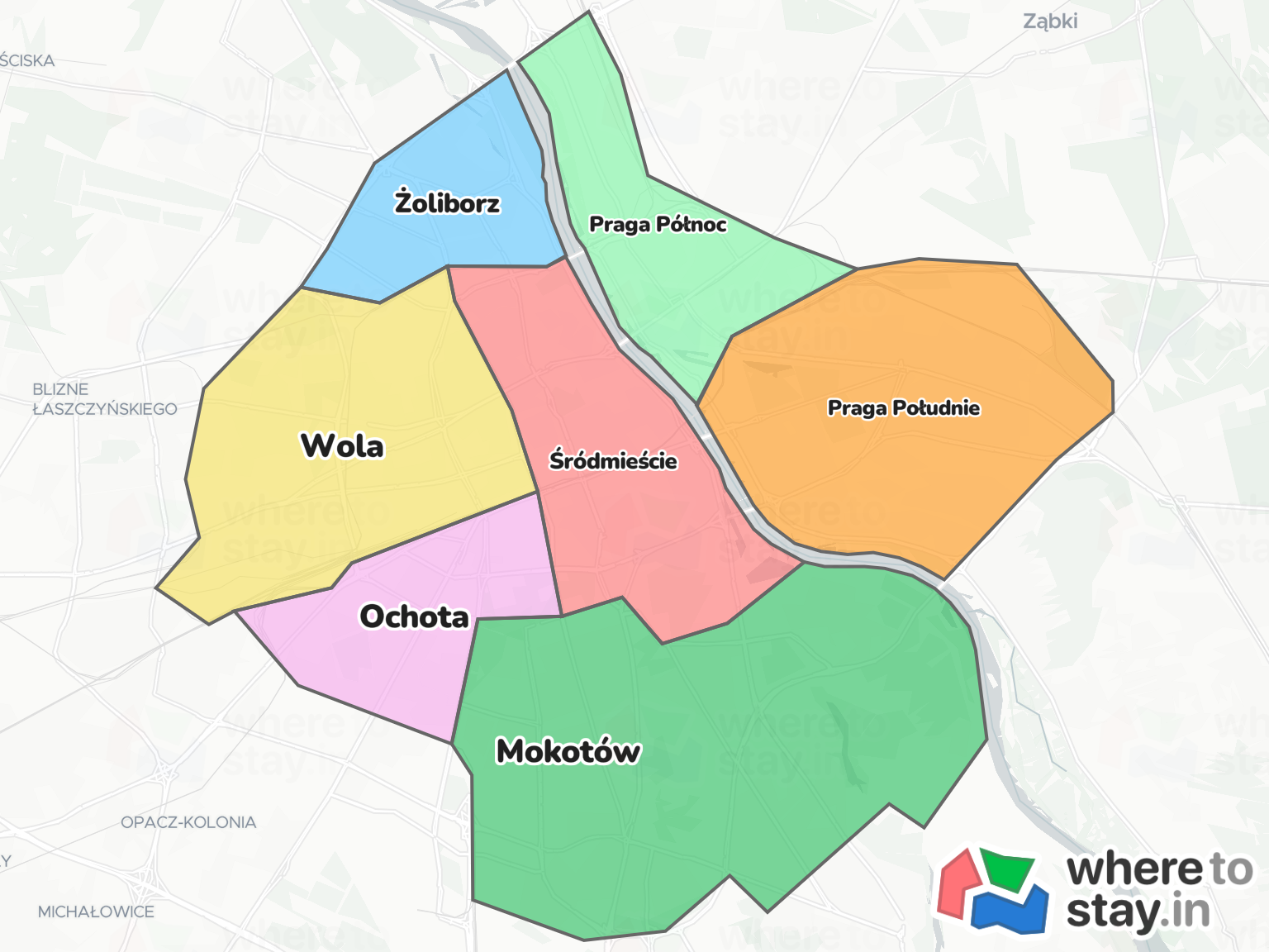 Warsaw Neighborhood Map