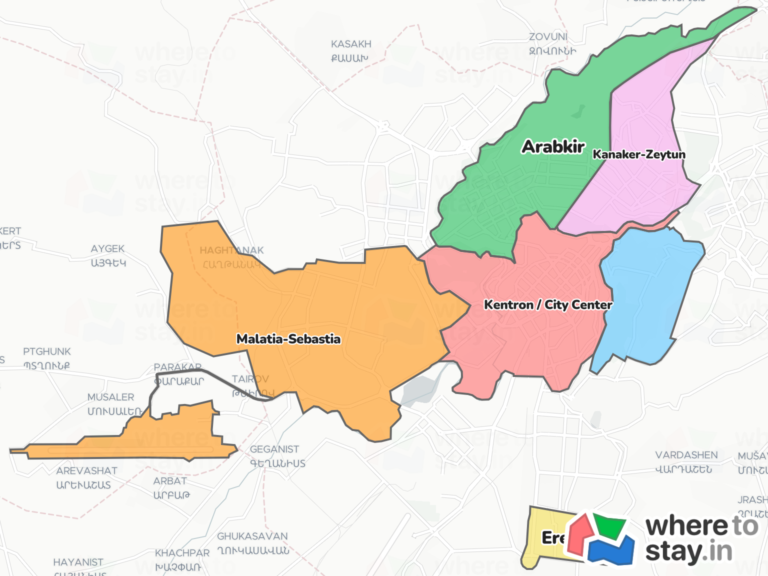 Yerevan Neighborhood Map