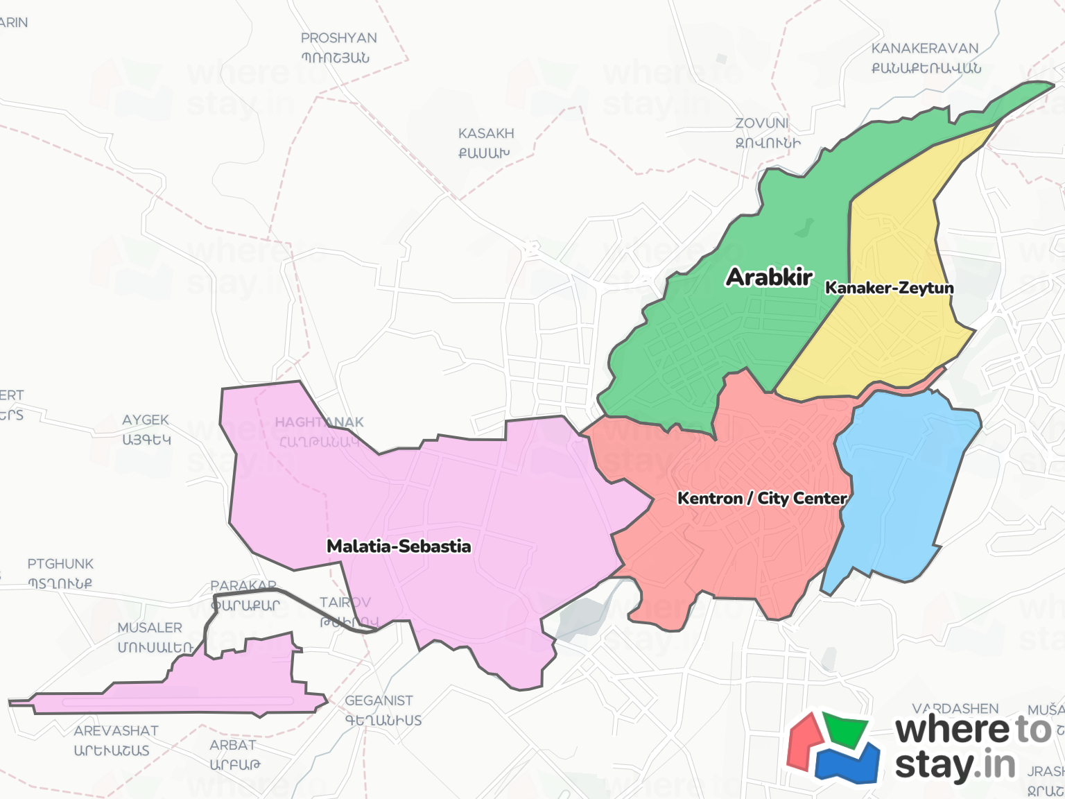 Yerevan Neighborhood Map