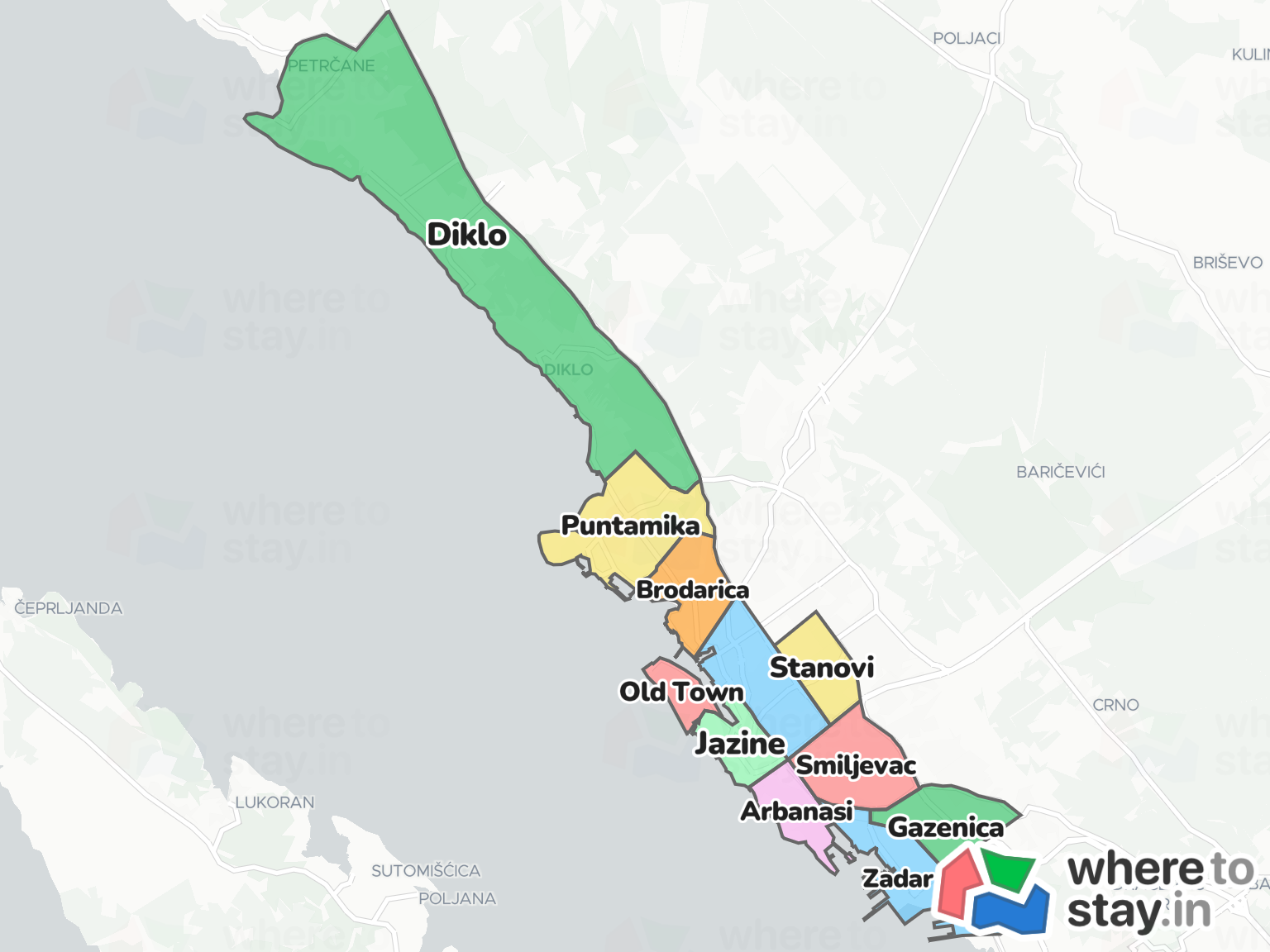 Zadar Neighborhood Map