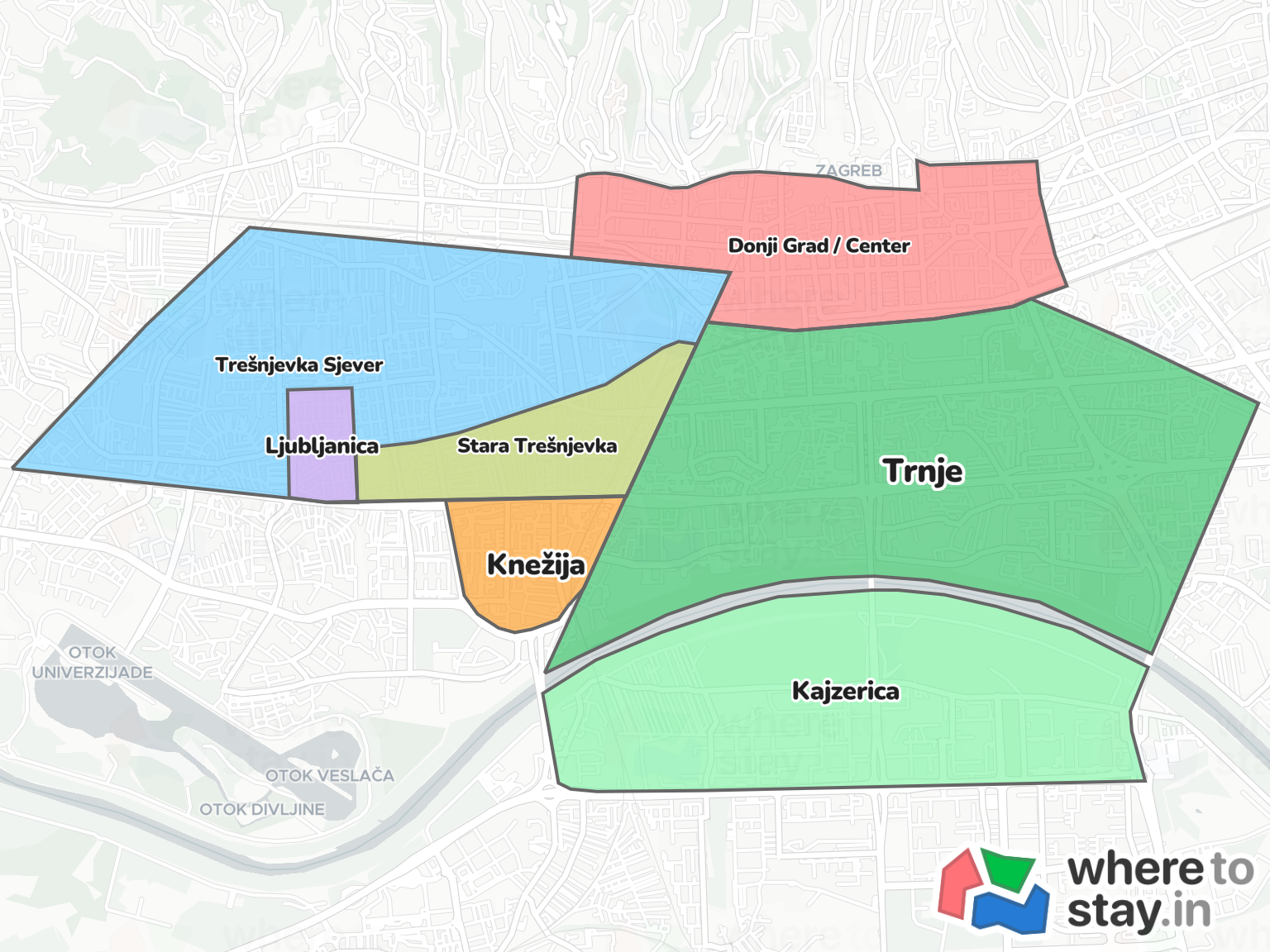 Zagreb Neighborhood Map