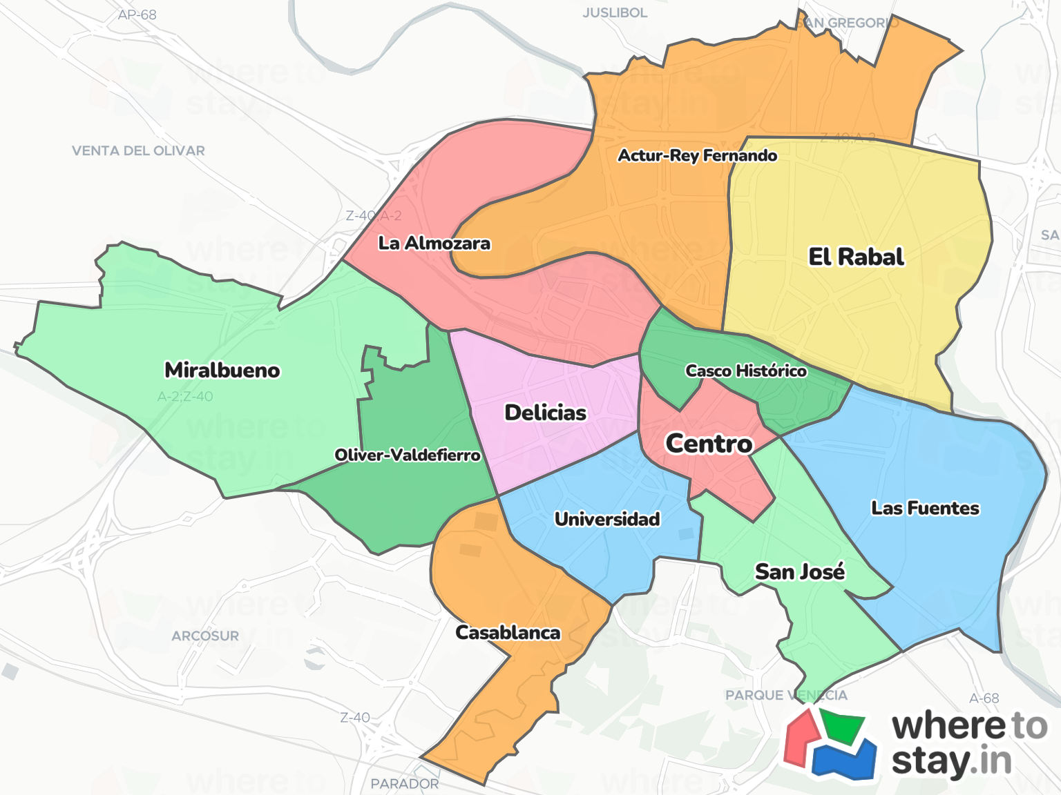 Zaragoza Neighborhood Map