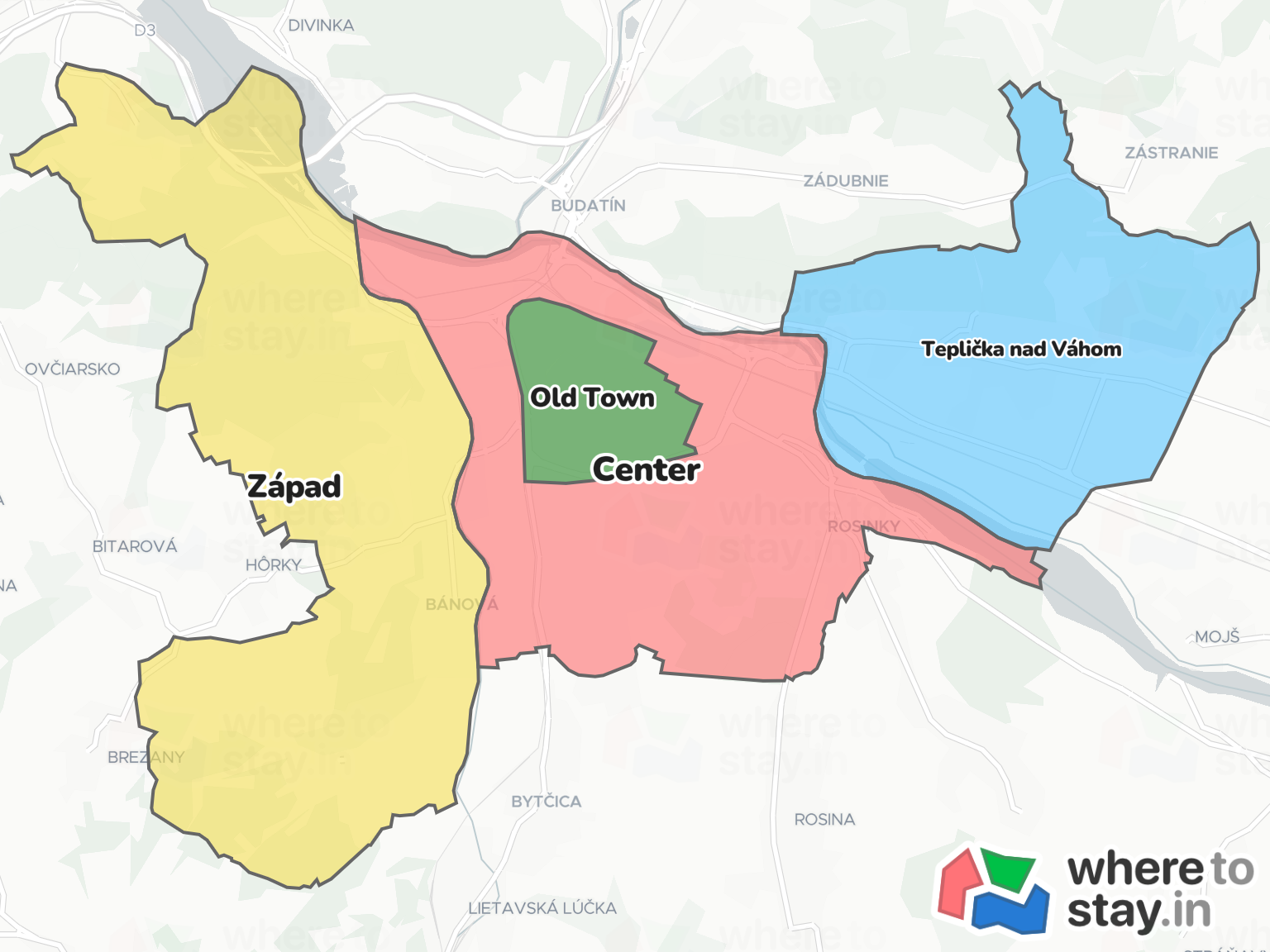 Žilina Neighborhood Map